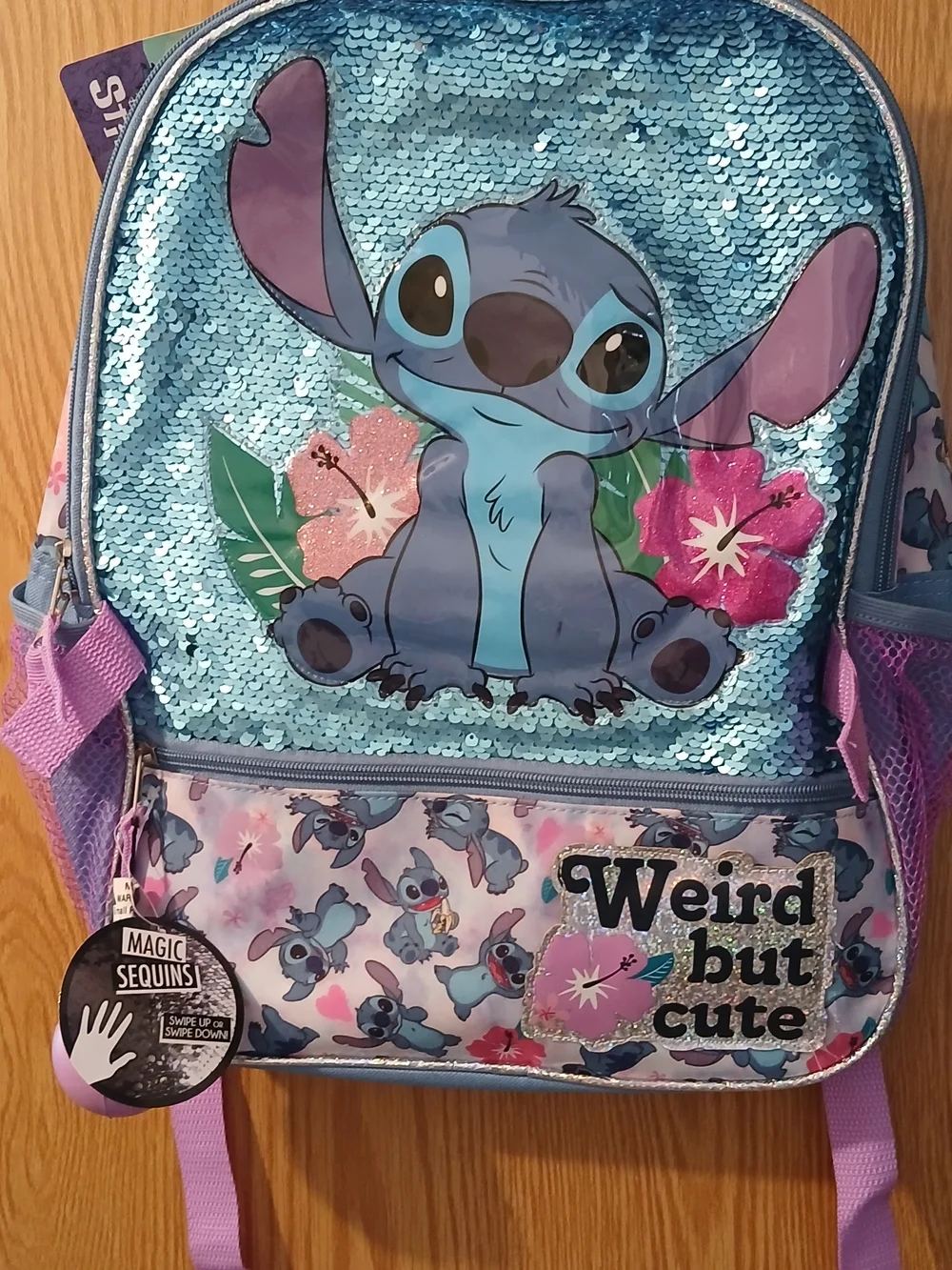 NEW Disney Lilo & Stitch Kids Sequin Backpack – Blue/Pink